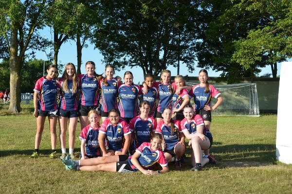 ATL Women’s Rugby proudly wearing their new Milbank-sponsored kit following their County Cup and Festival of Rugby wins