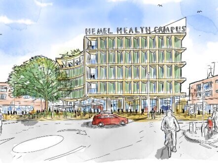 Artist’s impression of Hemel Market Square health hub view from the Marlowes