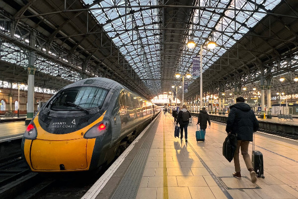 Avanti West Coast train at Manchester Piccadilly on RMT strike day December 2022
