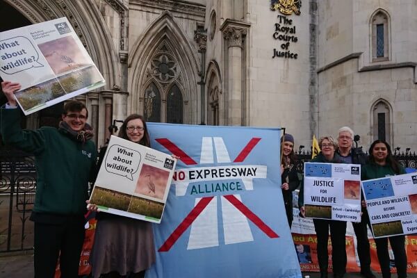 Living Magazines BBOWT staff and supporters gathered out side the High Court