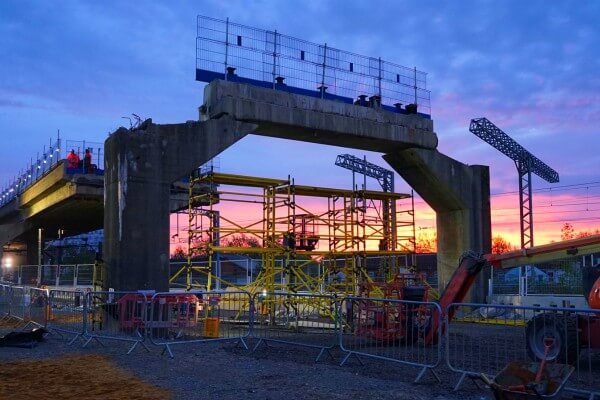 Living Magazines Bletchley railway Flyover sunset May 2020