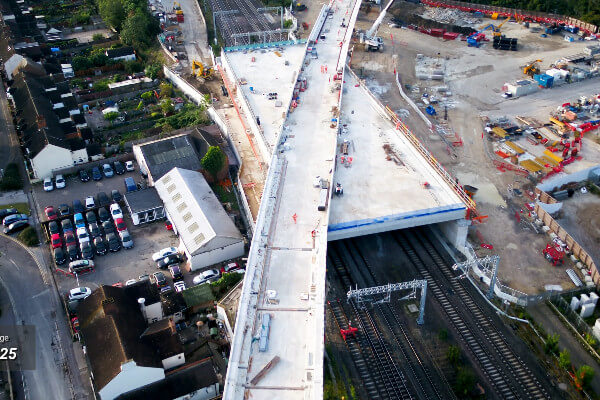 Living Magazines Bletchley flyover box structure drone shot October 2021