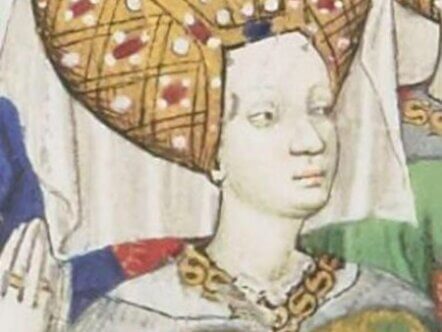 A detail from the Neville Book of Hours, circa 1430, depicting Cecily Neville, Duchess of York, with her family, illustrating 15th-century religious and noble life in Europe.