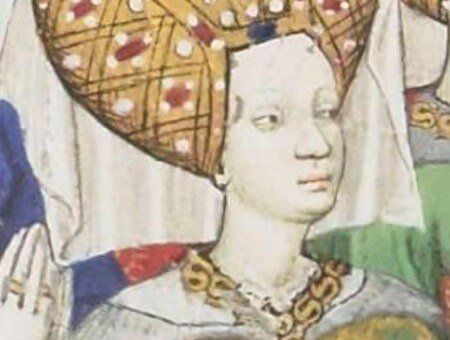 A detail from the Neville Book of Hours, circa 1430, depicting Cecily Neville, Duchess of York, with her family, illustrating 15th-century religious and noble life in Europe.