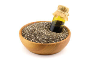 Chia Seed Oil (Salvia Hispanica) Isolated on White Background