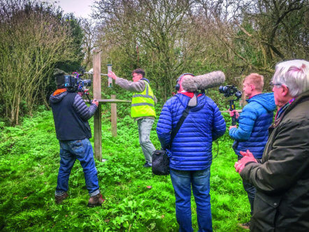 Living Magazines Countryfile filming John Craven and Dylan College Lake (BBOWT)