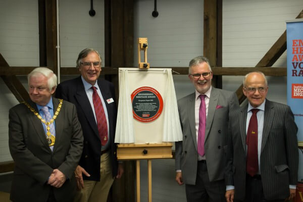 Living Magazines DBC Mayor, John Wood, Peter Burford and Richard Donkin (Great, Great, Great, Graet Grandson of Bryan Donkin) with the Heritage Award