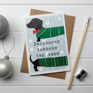 Living Magazines Lucky Lobster Dachshund Christmas Card