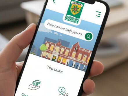 Dacorum Borough Council new website shown on mobile