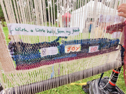 Living Magazines Down Rectory Lane - Messages on loom - Joy and friends