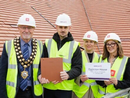 From left, Tring Mayor Paul de Koning, with Jake Higgins, Development project manager for Care UK, Sophia Wolsey-Hurst design manager at Care UK and Angela Zuraw regional director for Care UK.