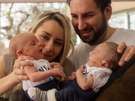 Living Magazines Ellie and Oli Marco-Kruc with twins Roman and Harley