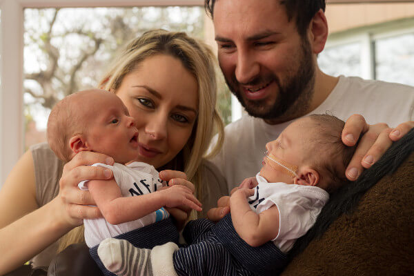 Living Magazines Ellie and Oli Marco-Kruc with twins Roman and Harley