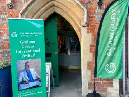 Entrance to Berkmansted Town Hall with new Graham Greene Birthplace Trust signage. Photo: Jo Wilson