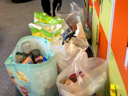 Living Magazines Food bank donation from Domestic Abuse Unit