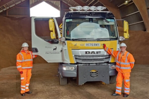 Gritter crew in salt store