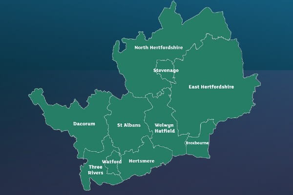 Herts local government map