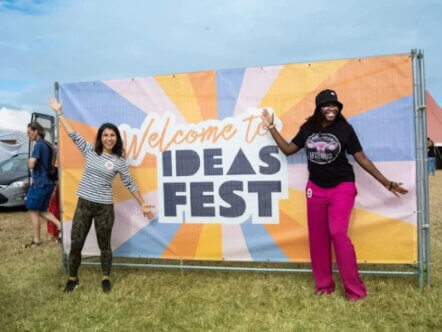 Ideas fest logo and attendees