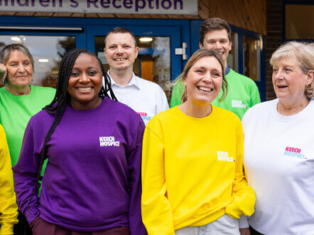 Keech Hospice Members of the team proudly sporting the new brand colours Credit Simon Turner