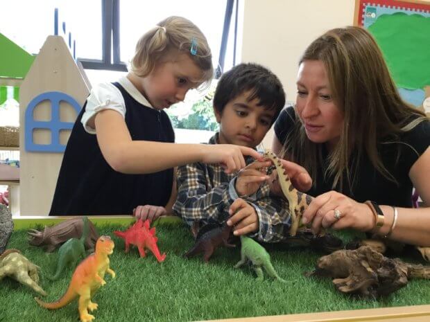 Living Magazines Lockers Park Pupils Playing with Dinosaurs