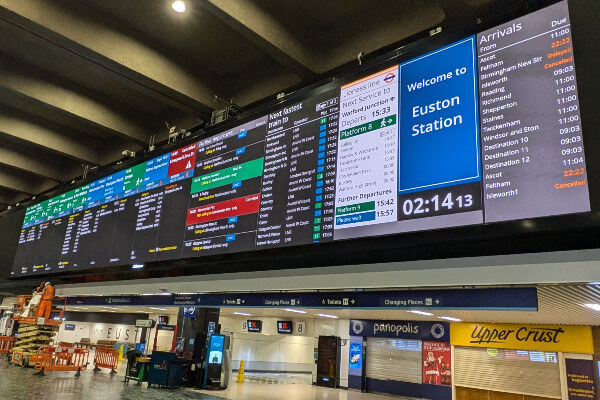 London Euston passenger information screen