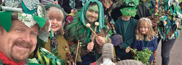 Martin Hicks with other costumed revellers