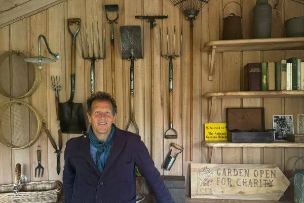 Monty Don with Sunnyside tools in Chelsea show garden