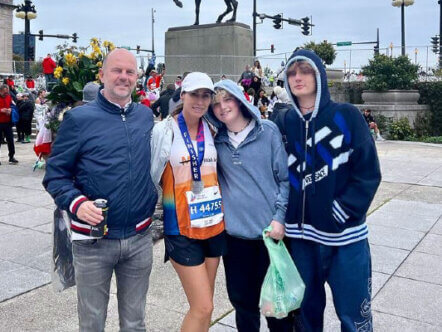 Nadine Brower with her family at Chicago Marathon October 2023