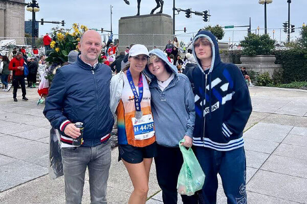 Nadine Brower with her family at Chicago Marathon October 2023