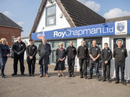 Roy Chapman team on forecourt