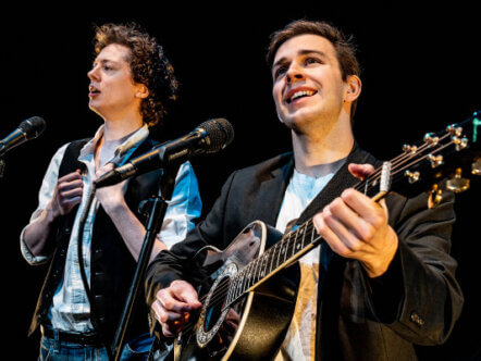Nathan Christy as Paul Simon and Samuel Joseph Howes as Art Garfunkel in the Simon and Garfunkel Story