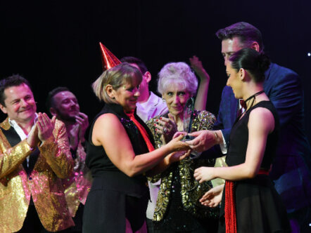 Strictly Florence Anita Dobson, Chris Hollins and Tony Hadley with Joanna Beardsmore-Dilks and Charlotte Day