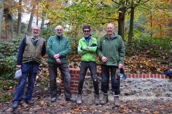 The volunteer Flint Wallers on their last day - Ashridge Estate, Emily Smith