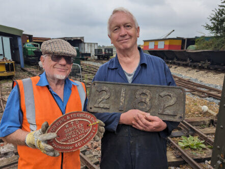 Tony Tomkins and Tim Ratcliff with the original plates