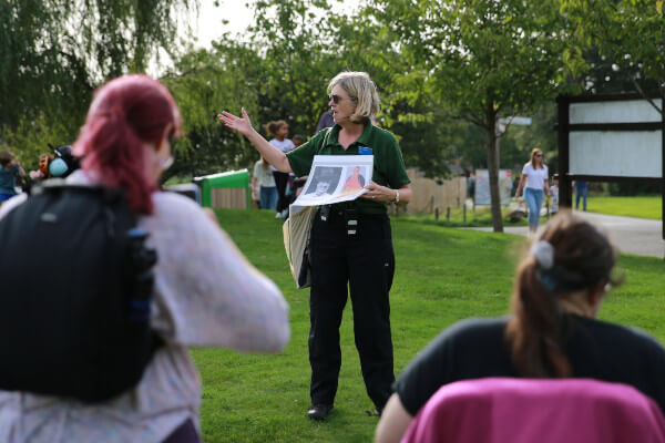 Victoria Catzeflis engagement officer leading a teacher's tour around the Zoo (C) Whipsnade Zoo