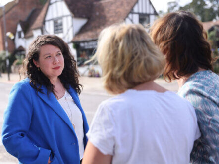 Victoria Collins MP meeting constituents on the High Street