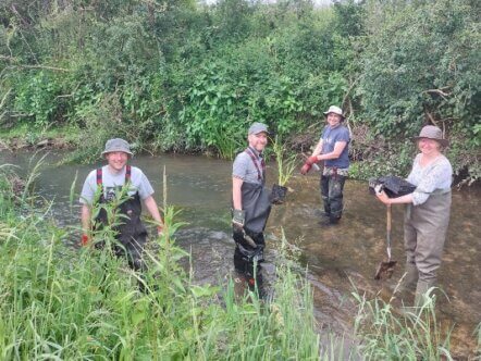 Volunteers planting in the River Ash © Sarah Perry