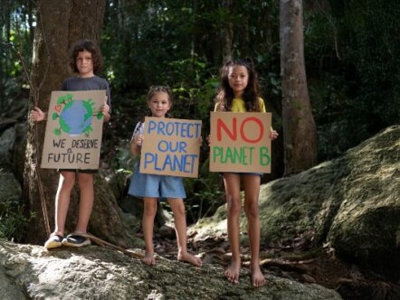 Exterior portrait of kids on World Environment Day