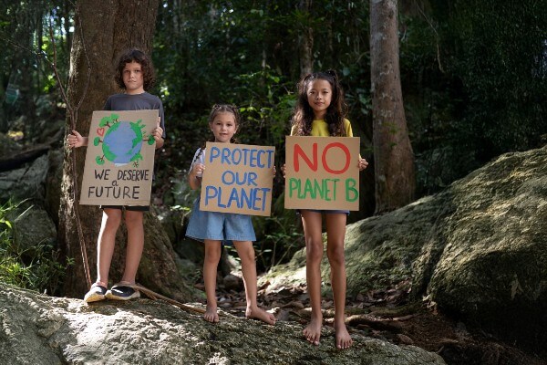 Exterior portrait of kids on World Environment Day