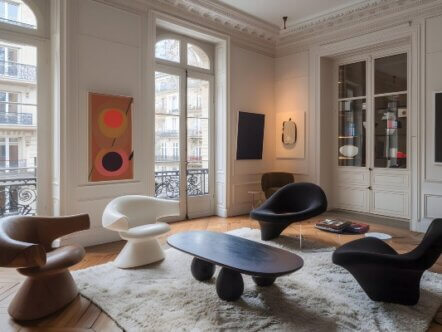 Modern Parisian apartment living room interior