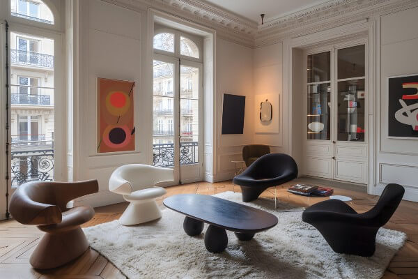 Modern Parisian apartment living room interior